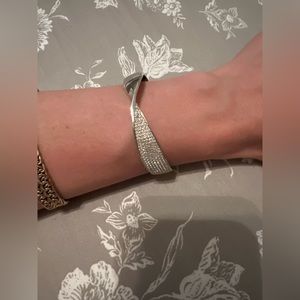 Silver pavé twisted cuff